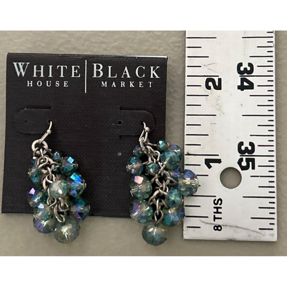 New York & Co Silver Bead Dangle Earrings  + WHBM Blue Crystal Cluster Earrings - Picture 5 of 6